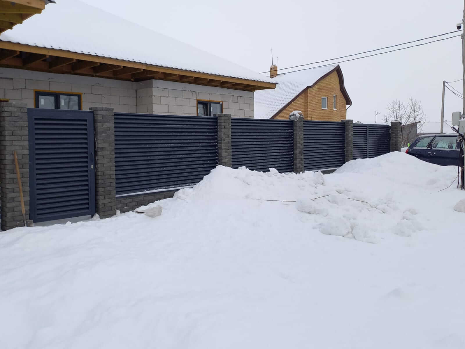 Забор из ламелей еврожалюзи 41м RAL7024/7024 Серый Графит двусторонний в Кишиневе